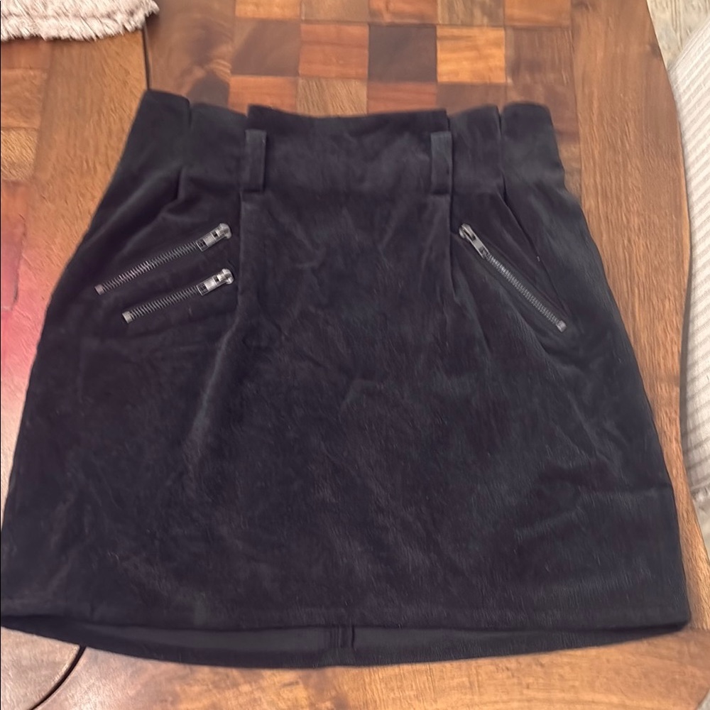 Lush Black Mini Skirt with Zipper Accents Sz S
